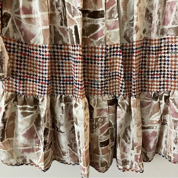 Entro Boho Tiered Mini Dress Geometric Lightweight Tunic Cottage Flowy small NWT - Picture 13 of 14